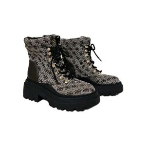 Guess‎ Womens Vaney Logo Monogram Pull On Combat & Lace-up Boots Shoes Sz 7.5